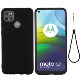 Moto G9 Power Vloeibaar Silicone Hoesje met Koord