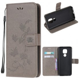 Moto G9 Play Vlinders en Bloemen Koord Hoesje