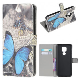 Moto G9 Play Hoesje Vlinder Blauw