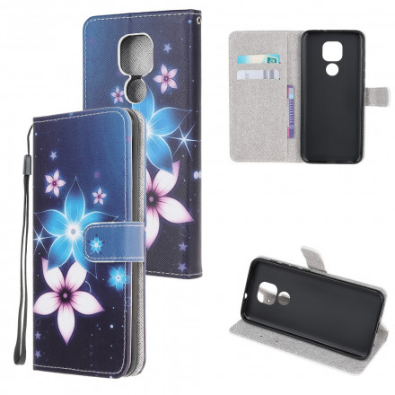 Moto G9 Play Hoesje Maanbloemen met riem