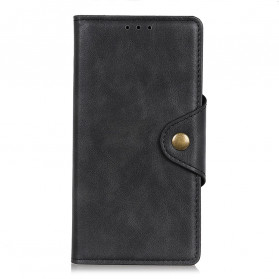 Moto G9 Plus Lederen Hoesje Simil Lederen Knop