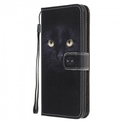 Samsung Galaxy A22 5G Zwart Kattenoog Hoesje met Koord
