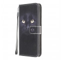 Samsung Galaxy A22 4G zwart kat oog case met riem