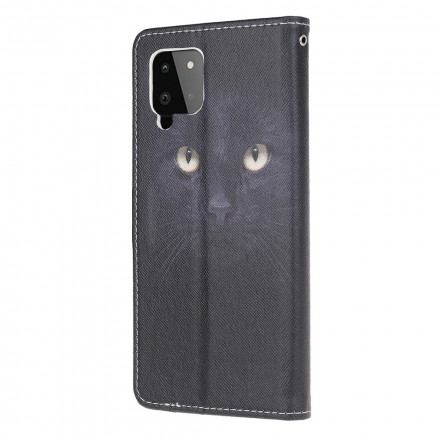 Samsung Galaxy A22 4G zwart Cat Eye hoesje met riem