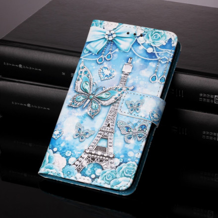 Samsung Galaxy A22 5G hoesje Eiffeltoren Vlinders met riem