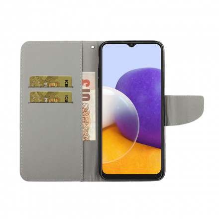 Samsung Galaxy A22 5G Strap Hoesje met Gekleurde Bloemen