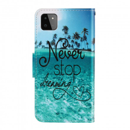 Samsung Galaxy A22 5G Never Stop Dreaming Hoesje Navy met Koord