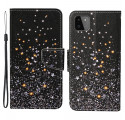 Samsung Galaxy A22 5G Ster en Glitter Hoesje met Koord