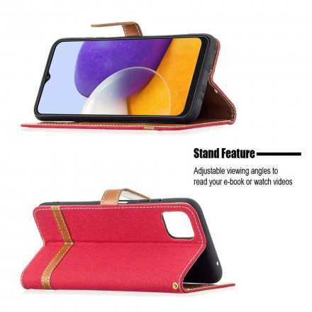 Samsung Galaxy A22 5G stof en leer effect case met riem