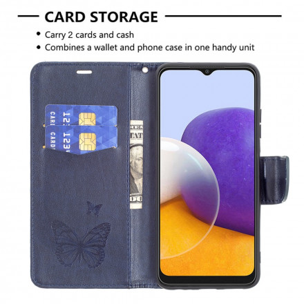 Samsung Galaxy A22 5G Hoesje Vlinders in de Vlucht met Koord