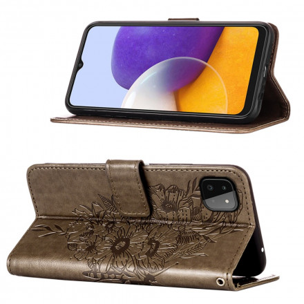 Samsung Galaxy A22 5G Vlinder design hoesje met riem