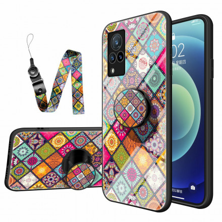 Vivo V21 5G Magnetische Houder Patchwork Hoesje