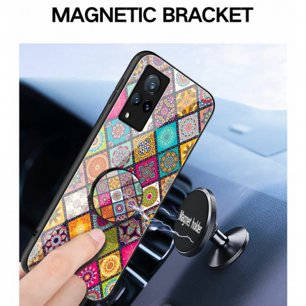 Vivo V21 5G Magnetische Houder Patchwork Hoesje