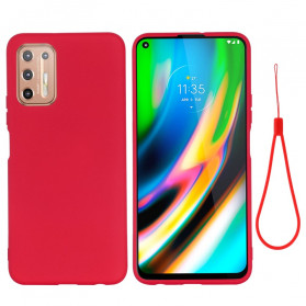 Moto G9 Plus Hoesje Vloeibaar Silicone Design met Koord