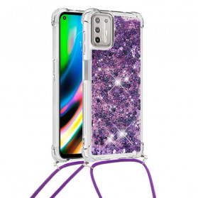 Moto G9 Plus Glitter Hoesje met Trekkoord