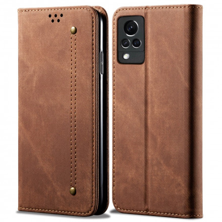 Flip Cover Vivo V21 5G Kunstlederen Jeans Textuur