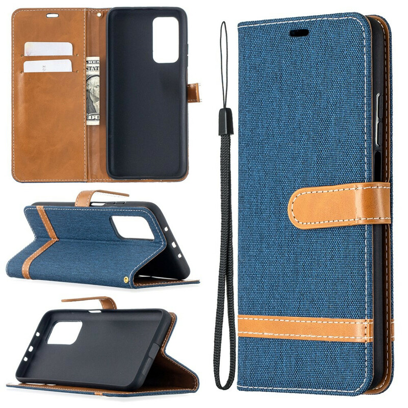 Xiaomi Mi 10T / 10T Pro stof en lederen effect riem case