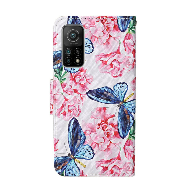 Xiaomi Mi 10T / 10T Pro geval Bloemen Vlinders Lanyard