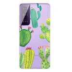 Samsung Galaxy S21 FE Cactus Waterverf Hoesje