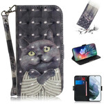 Samsung Galaxy S21 FE Cat Grijs Koord Hoesje