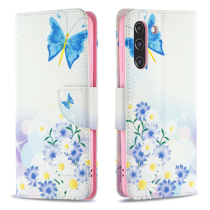 Samsung Galaxy S21 FE Hoesje Beschilderde Vlinders en Bloemen