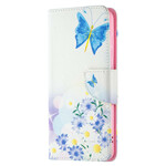 Samsung Galaxy S21 FE Hoesje Beschilderde Vlinders en Bloemen