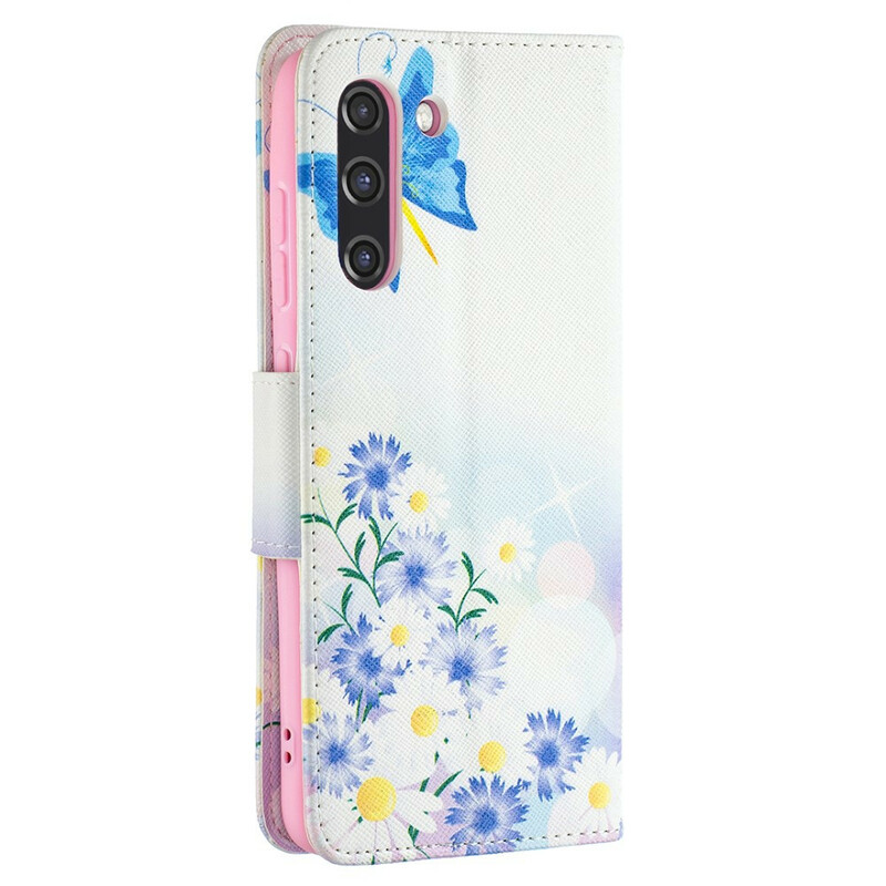 Samsung Galaxy S21 FE Hoesje Beschilderde Vlinders en Bloemen