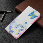 Samsung Galaxy S21 FE Hoesje Beschilderde Vlinders en Bloemen