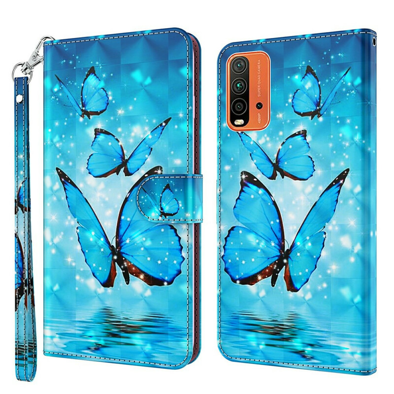 Xiaomi Redmi 9T / Note 9 Vliegende Blauwe Vlinders Case