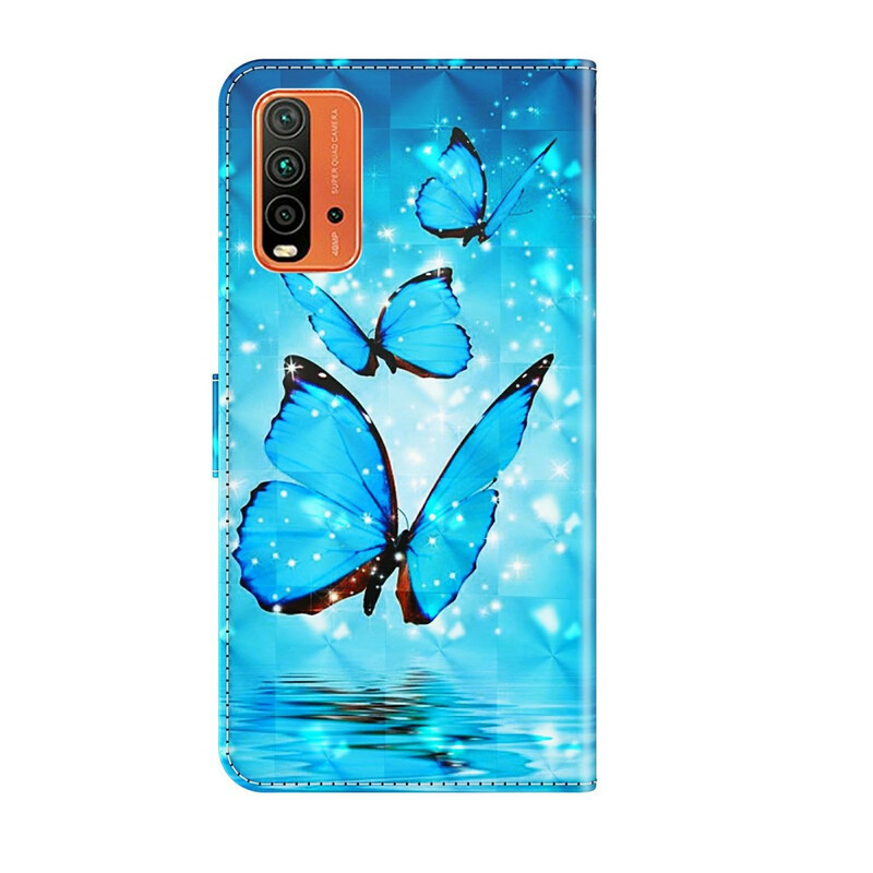 Xiaomi Redmi 9T / Note 9 Vliegende Blauwe Vlinders Case