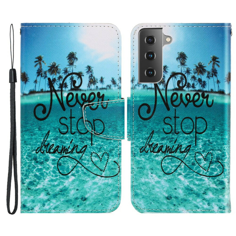 Samsung Galaxy S21 FE Never Stop Dreaming Navy Strap Case