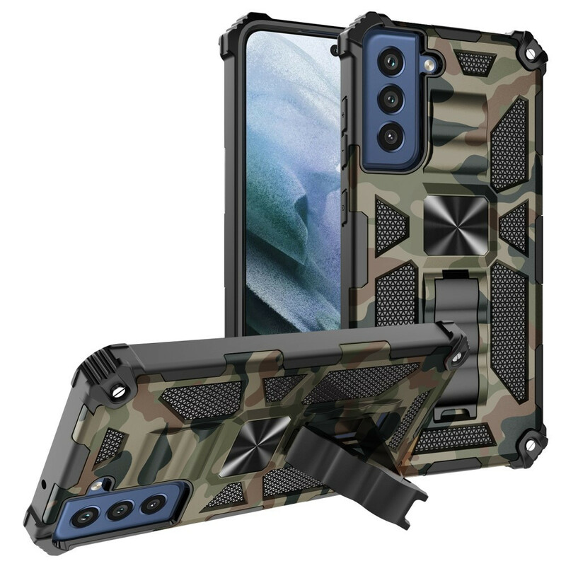 Samsung Galaxy S21 FE Camouflage Hoesje Verwijderbare Stand