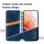 Flip cover Samsung Galaxy S21 FE leer effect diamant structuur