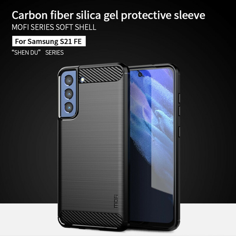 Samsung Galaxy S21 FE Geborsteld Carbon Fiber Hoesje MOFI