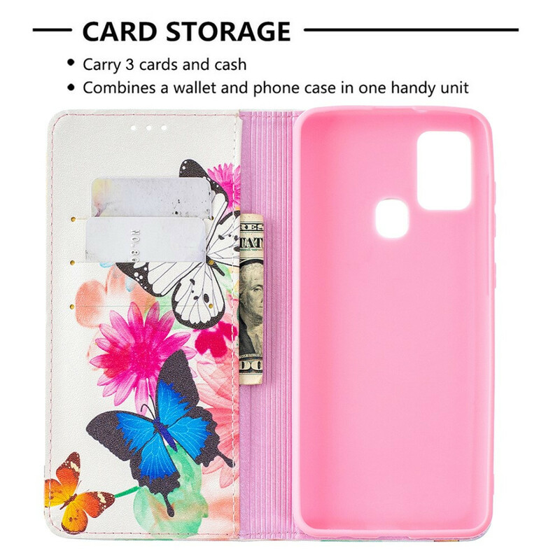 Flip cover Samsung Galaxy A21s Gekleurde Vlinders