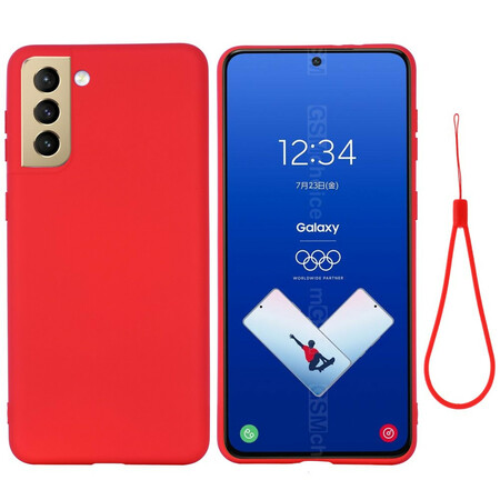 Samsung Galaxy S21 FE Liquid Silicone Hoesje met Koord