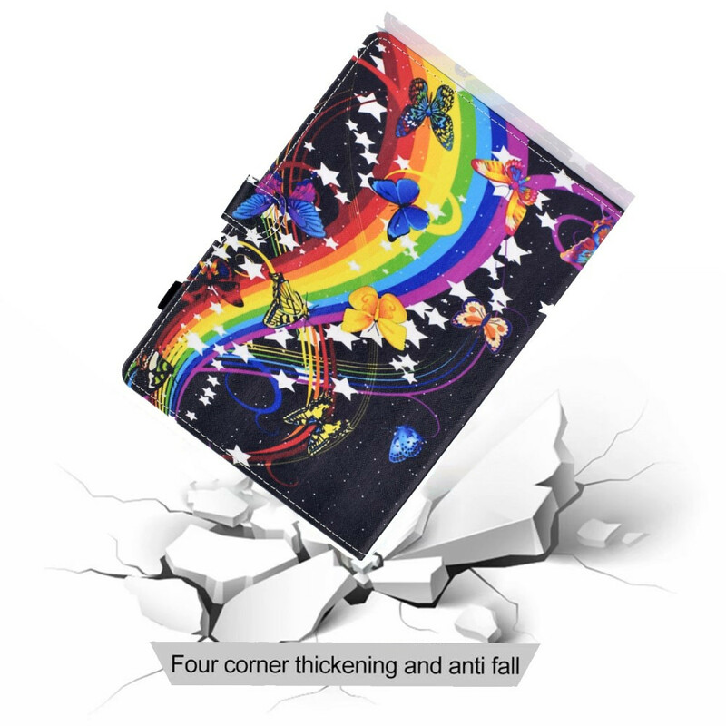 Samsung Galaxy Tab A7 Lite Hoesje Regenboog Vlinders