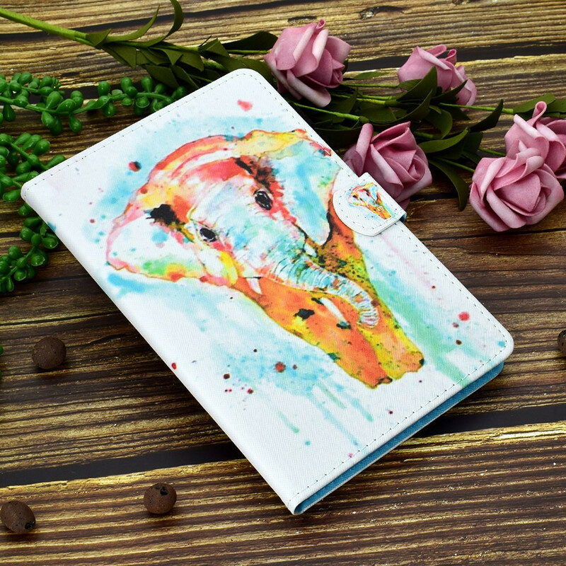 Samsung Galaxy Tab A7 Lite Waterverf Olifant Hoesje Samsung Galaxy Tab A7 Lite Waterverf Olifant Hoesje