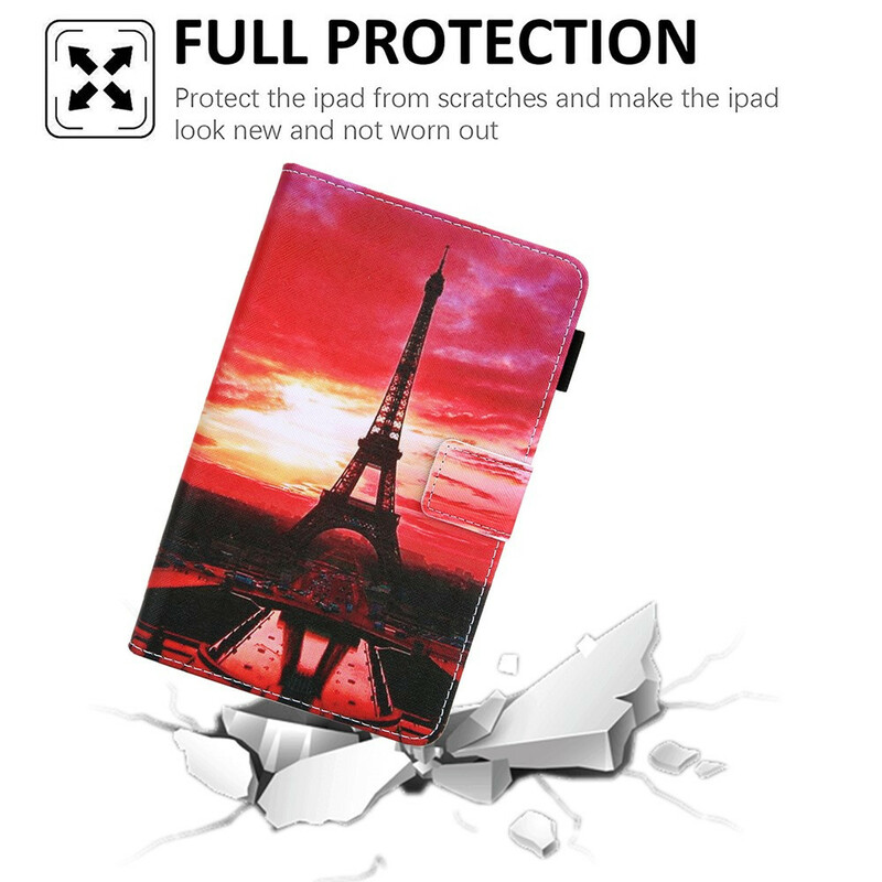 Samsung Galaxy Tab A7 Lite Zonsondergang Eiffeltoren Hoesje