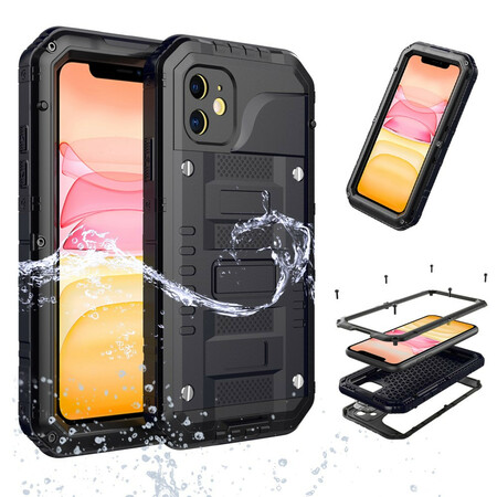 Waterdichte iPhone 11 Case gehard glas en metaal