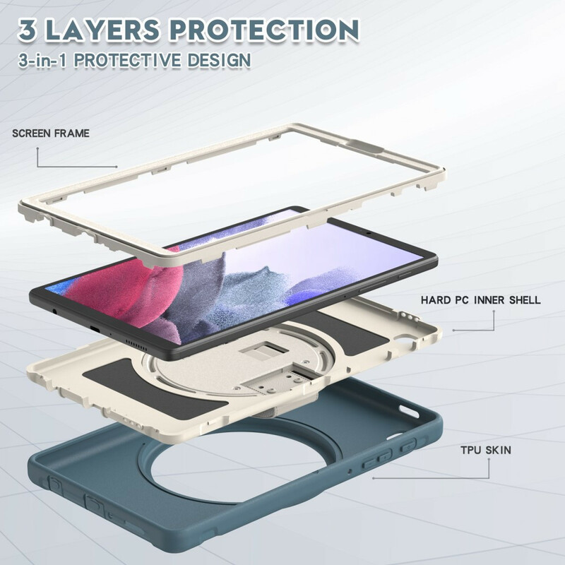 Samsung Galaxy Tab A7 Lite drievoudige beschermhoes met riem en standaard