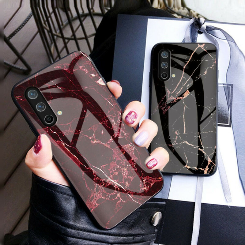 OnePlus Nord CE 5G geval marmeren kleuren gehard glas