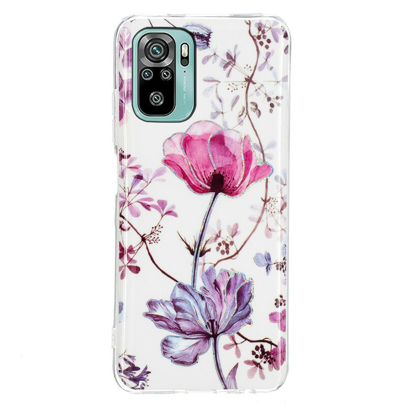 Xiaomi Redmi Note 10 / Note 10s Case gemarmerde bloemen