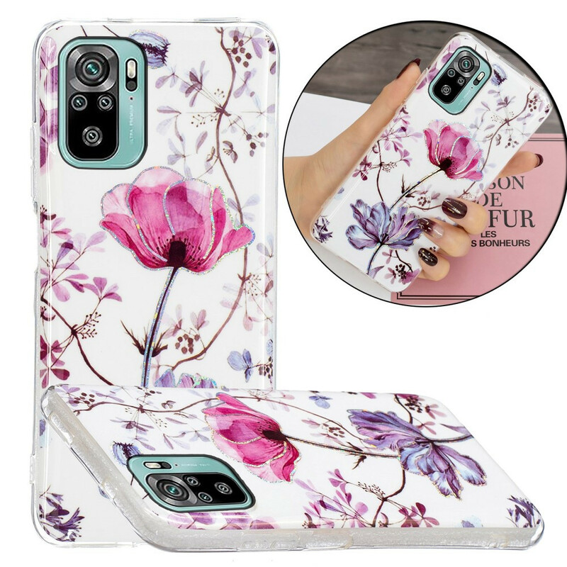 Xiaomi Redmi Note 10 / Note 10s Case gemarmerde bloemen