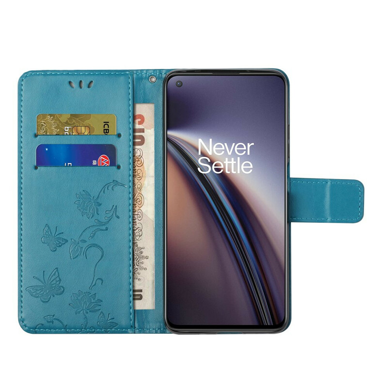 OnePlus North CE 5G Vlinders en Bloemen Strap Case