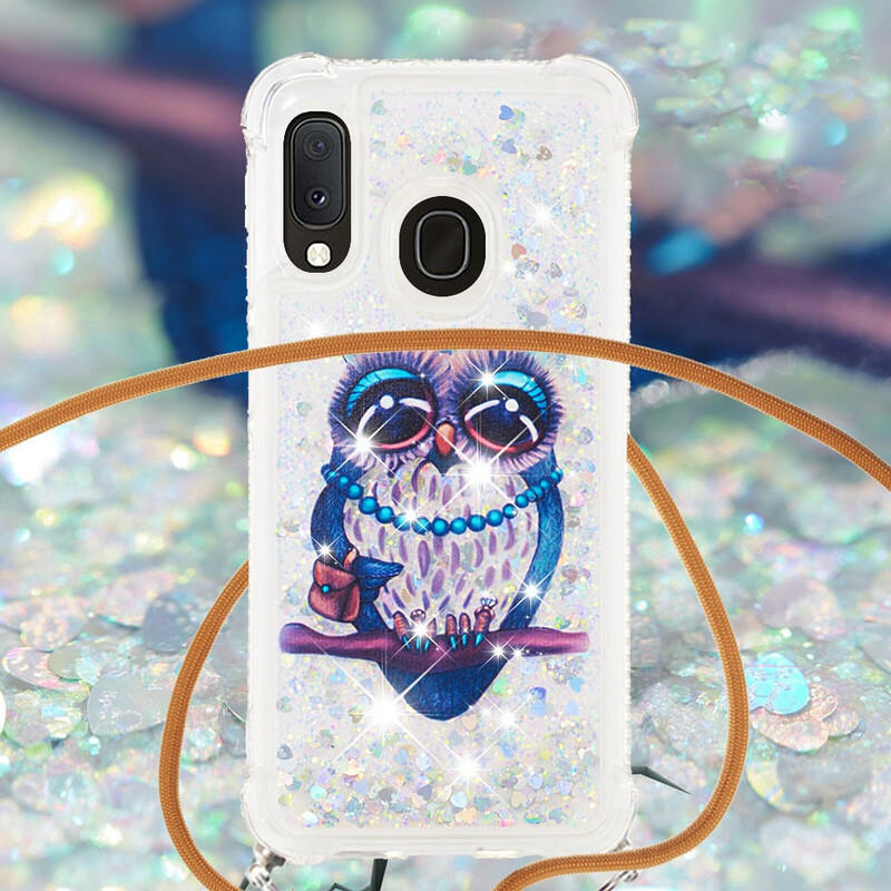 Samsung Galaxy A20e Glitter String Hoesje Miss Owl