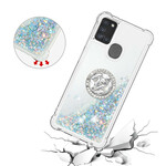 Samsung Galaxy A21s Glitter Hoesje met Ring Ondersteuning Samsung Galaxy A21s Glitter Hoesje met Ring Ondersteuning
