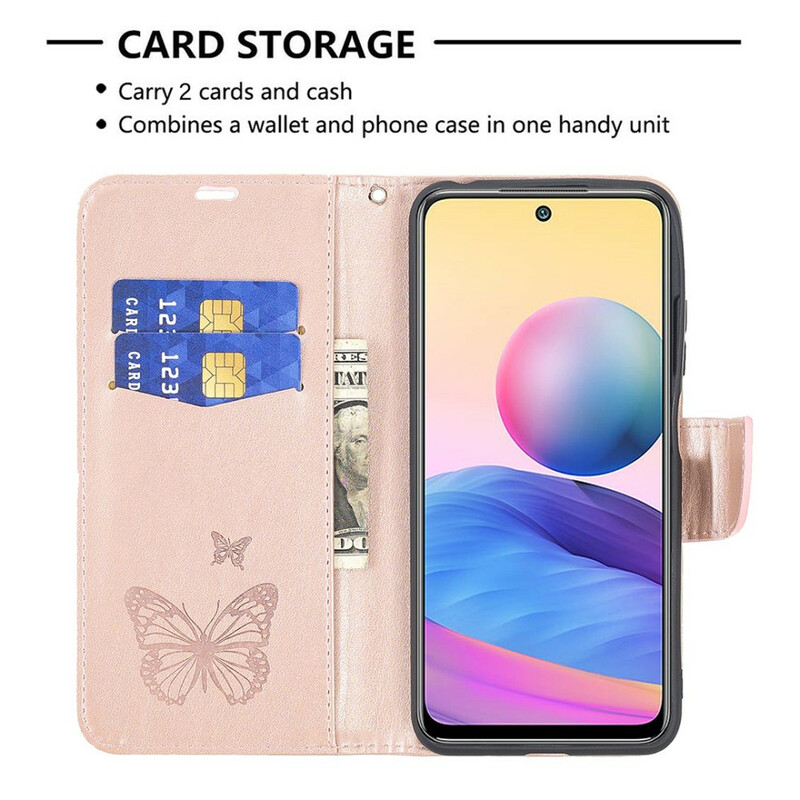 Xiaomi Redmi Note 10 5G / Poco M3 Pro 5G Vlinder afgedrukt Strap Case