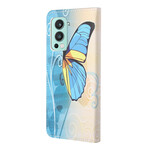 OnePlus Nord 2 5G vlinder geval blauw en geel