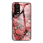 OnePlus Nord 2 5G Hard Cover Glas Roze Bloemen